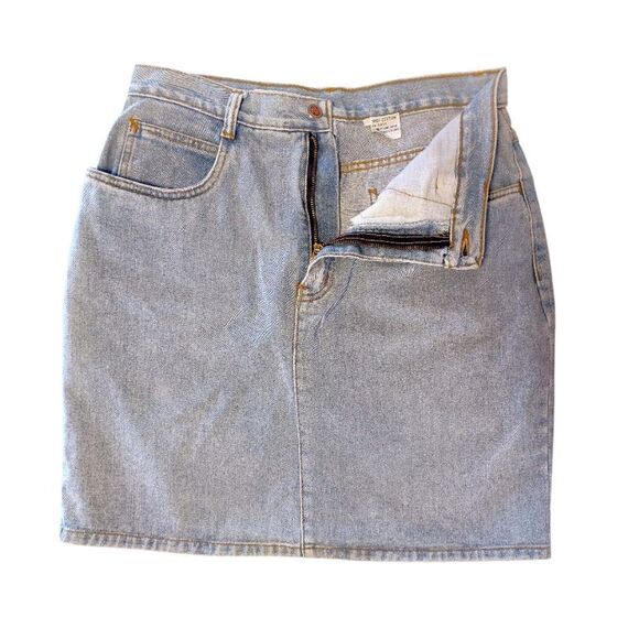 Bill Blass VTG Boho Chic Knee Length Light Denim Jean Skirt SZ 14 *Fits Like Med - Picture 7 of 10